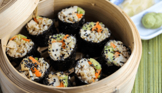 Quinoa and Brown Rice Sushi with Miso Tahini Tofu