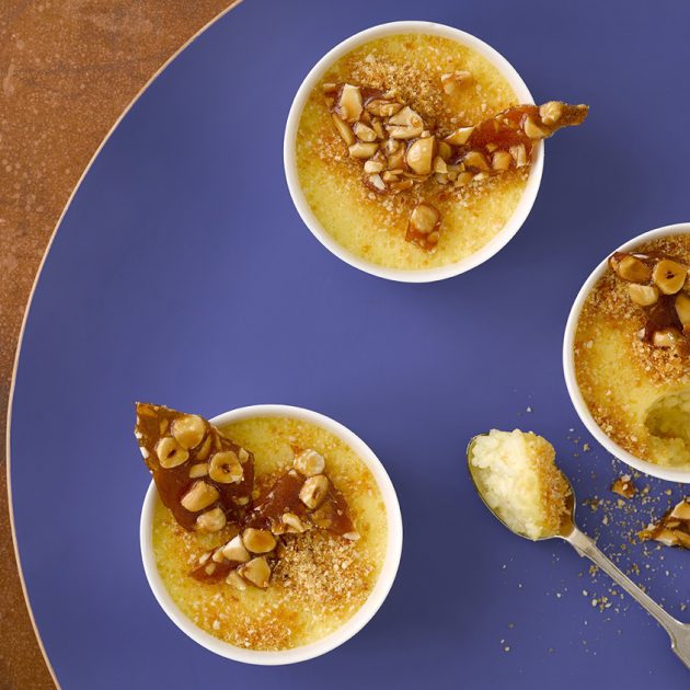 Rice Pudding Brulee with Salted Nut Praline