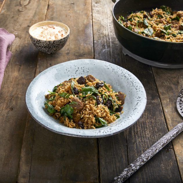 Lamb and Rice Tagine with Dried Cherries