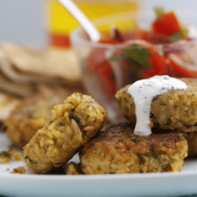 Easy Falafel Served With Tomato & Red Onion Salad