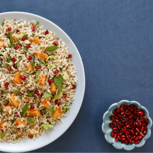 Crunchy papaya, brown rice salad