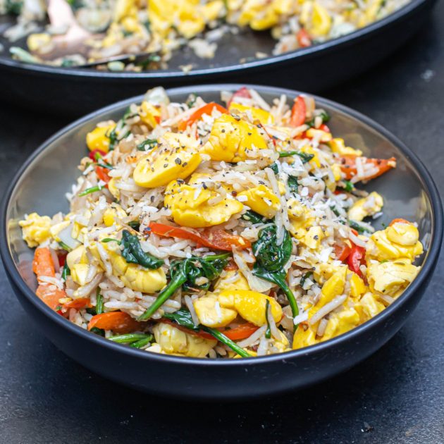 Riso saltato con ackee e callaloo