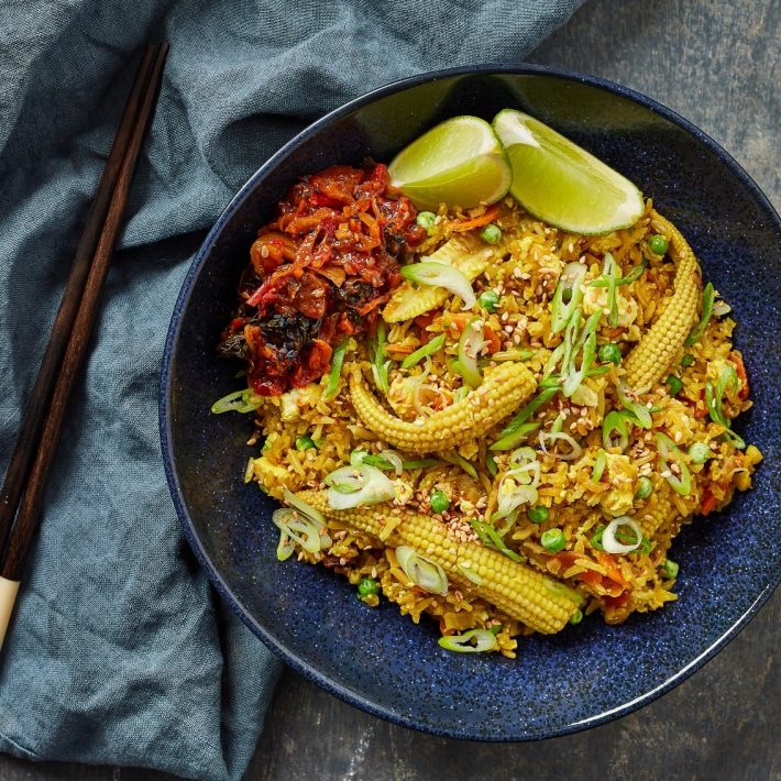 Vegan tofu-fried rice