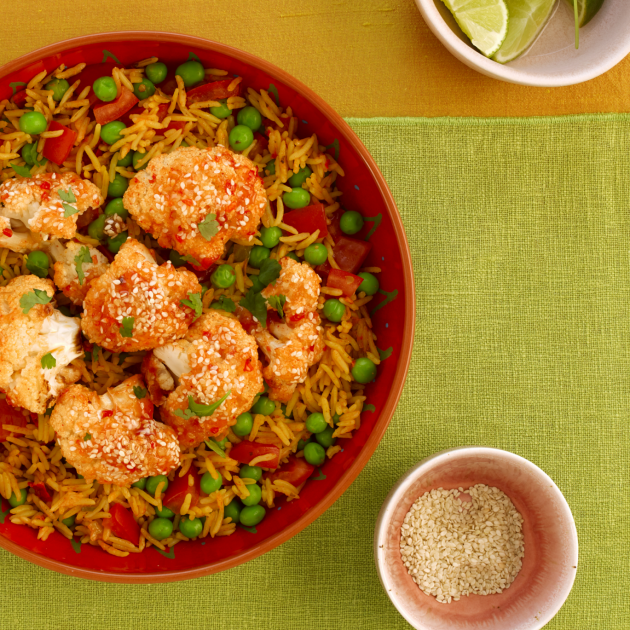 Marinated Roasted Cauliflower with Peri Peri rice