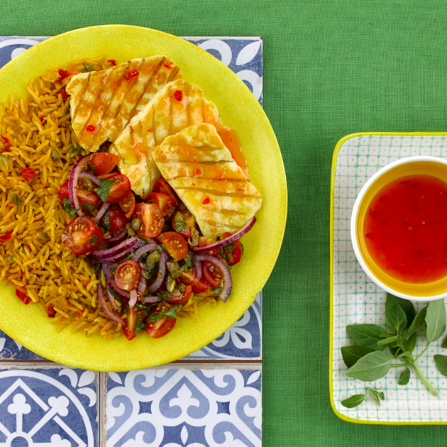 Barbecued Halloumi with Sweet Chilli Glaze