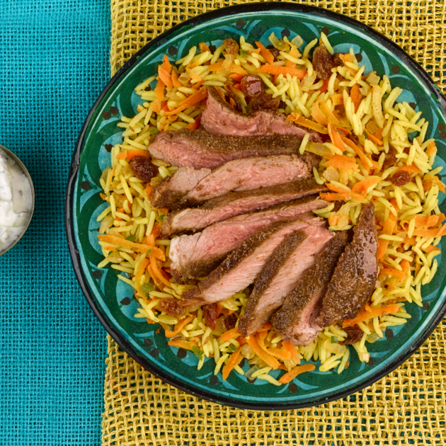 Kabuli Pilau with Lamb Steak