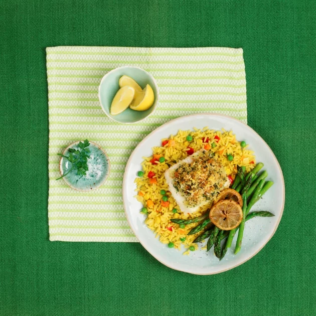 Crispy Baked Cod with Lemon & Asparagus