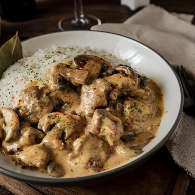 Beef with a Mushroom and Shallot Gravy