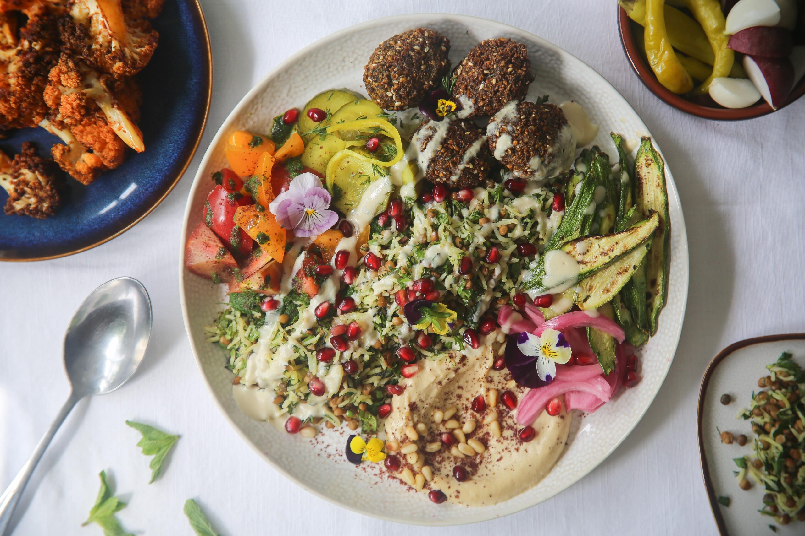 Lentils, Lemon and Herb Rice Mezze Platter
