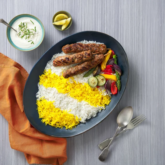 Turkish Adana Kebab and Rice