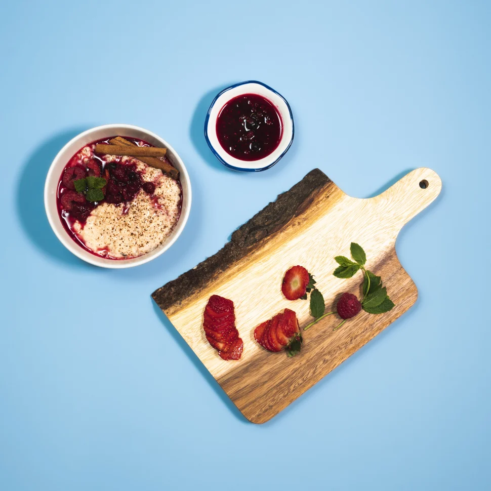 Rice Pudding with Cinnamon and Jam
