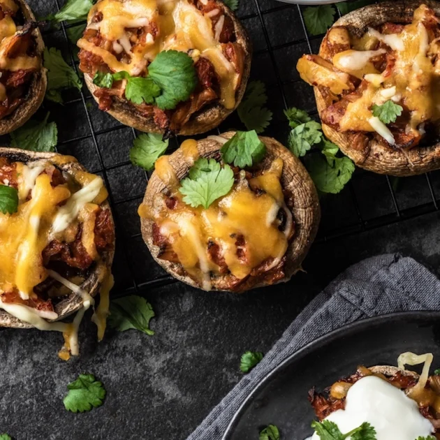 Air Fryer Cheese Rice-Stuffed Mushrooms