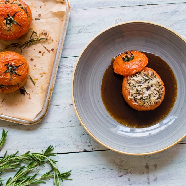Basmati and Wild Rice Baked Tomato