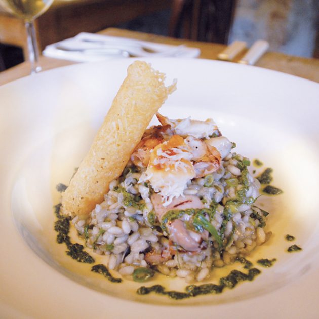 Start Bay Crab, Chipirones and Squid Ink Risotto