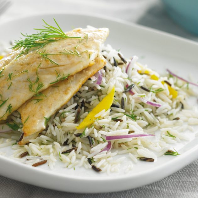 Seared Sea Bass with Dill Dressed Basmati & Wild Rice