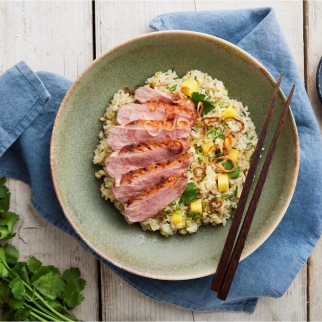 Duck Breast with Red Curry-Infused Fragrant Jasmine Rice