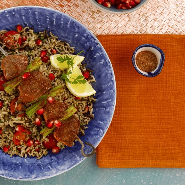 Tabbouleh with Spiced Lamb Skewers