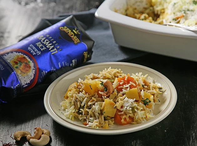 Biryani de verduras con arroz Basmati