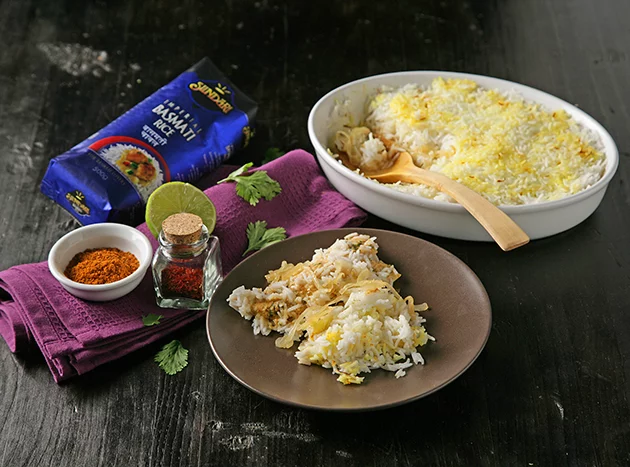 Biryani de pollo con arroz Basmati