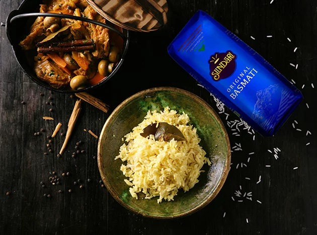 Guiso de cerdo con arroz Basmati especiado