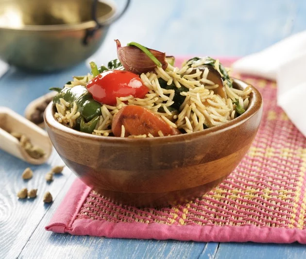 Estofado de verduras con arroz Basmati