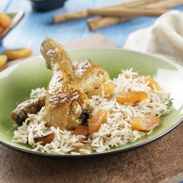 Pollo al curry de Madrás con arroz Basmati y coco