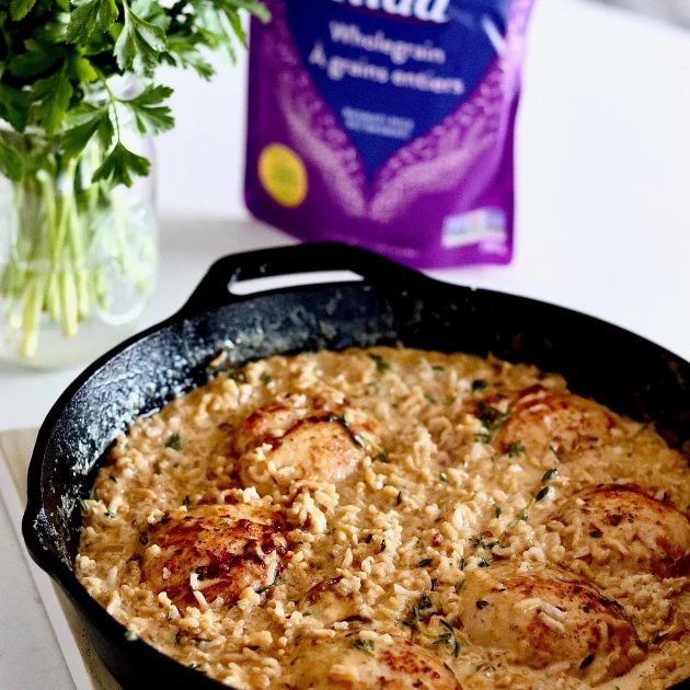 Poulet et riz crémeux à la moutarde